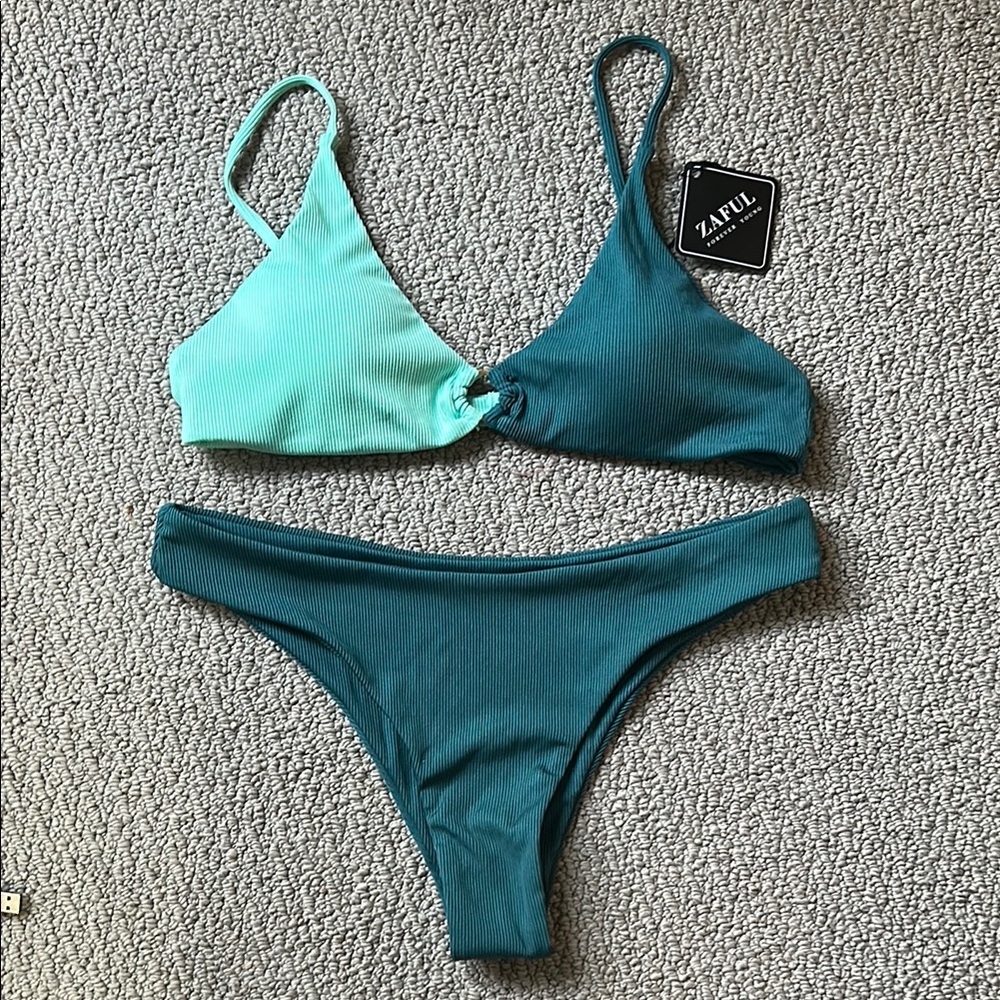 Zaful Green Bikini Set Modern Swimwear